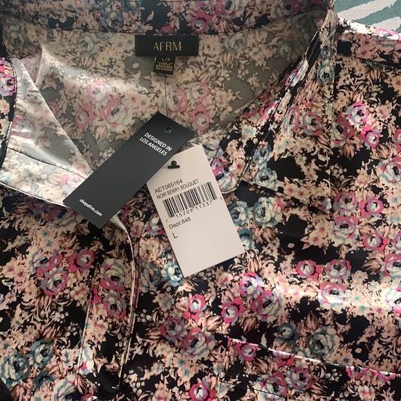 AFRM x Nordstrom floral silky button-down sz L - Picture 4 of 7